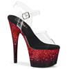 Pleaser - ADORE708SS Sandale à bride à la cheville, Pole dance chaussures - Rouge/Noir Product image